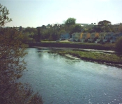 View of Lodges from across the River 