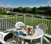 Dining outside on the Terrace enjoying the River View